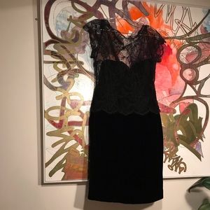ROLAND NIVELAIS black silk velvet cocktail dress
